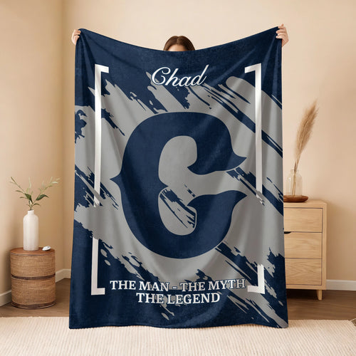 The Man The Myth The Legend Navy Baseball Fleece Blanket CHAD 13K1 BK17