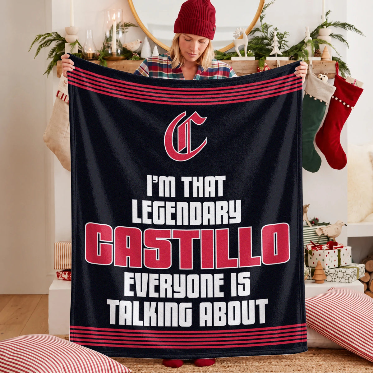 I'm That Legendary Name Dark Red Fleece Blanket CASTILLO 13K1 BK48