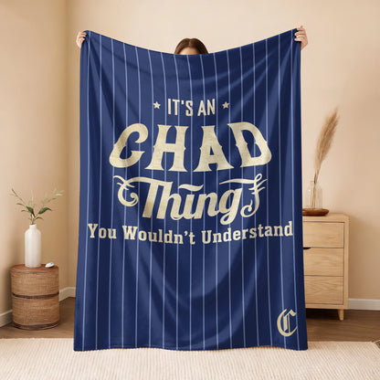 Your Name Thing Striped Blue Fleece Blanket CHAD 13K1 BK23