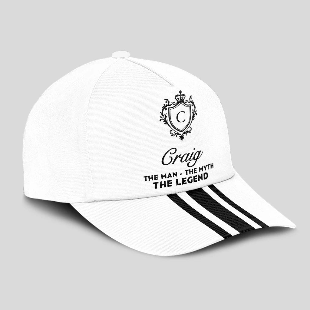 The Man The Myth The Legend Navy And White Striped Cap CRAIG 13K1 C144PF