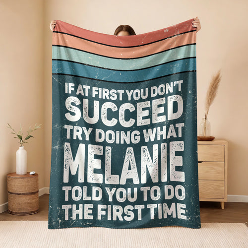 If At First You Don’t Succeed Retro Green Fleece Blanket MELANIE 13K1 BK29