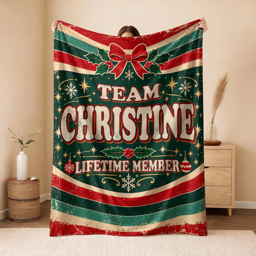 Team Your Name Lifetime Member Christmas Fleece Blanket CHRISTINE 13K1 BK52