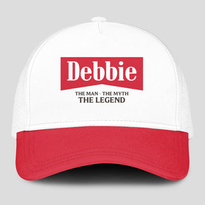 The Man The Myth The Legend Red And White Mesh Cap DEBBIE 13K1 C197PF