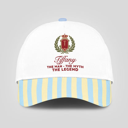 The Man The Myth The Legend Blue And Yellow Striped Beach Cap TIFFANY 13K1 C118PF