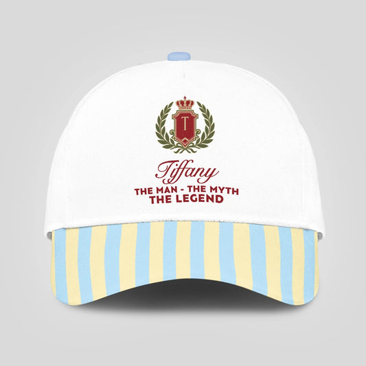 The Man The Myth The Legend Blue And Yellow Striped Beach Cap TIFFANY 13K1 C118PF