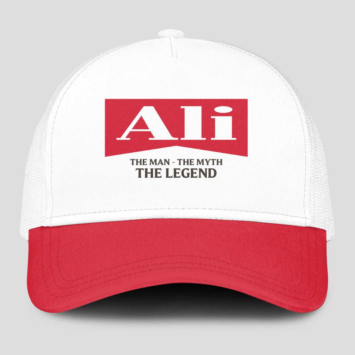 The Man The Myth The Legend Red And White Mesh Cap ALI 13K1 C197PF