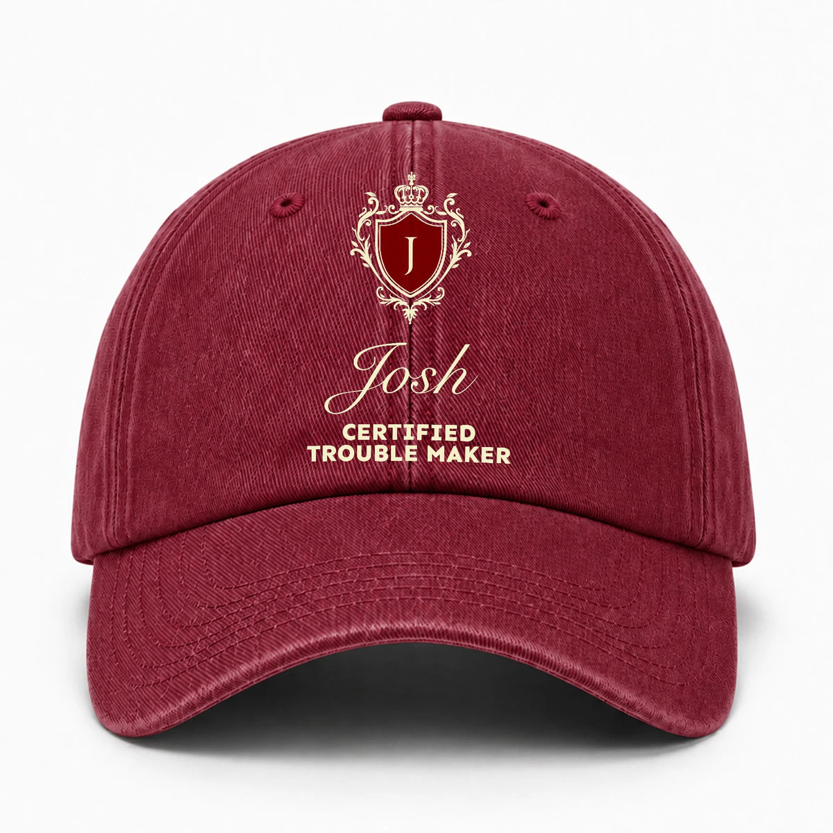 Certified Trouble Maker Royal Burgundy Washed Cap JOSH 13K1 C139PF
