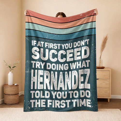 If At First You Don’t Succeed Retro Green Fleece Blanket HERNANDEZ 13K1 BK29