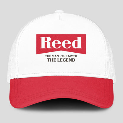 The Man The Myth The Legend Red And White Mesh Cap REED 13K1 C197PF