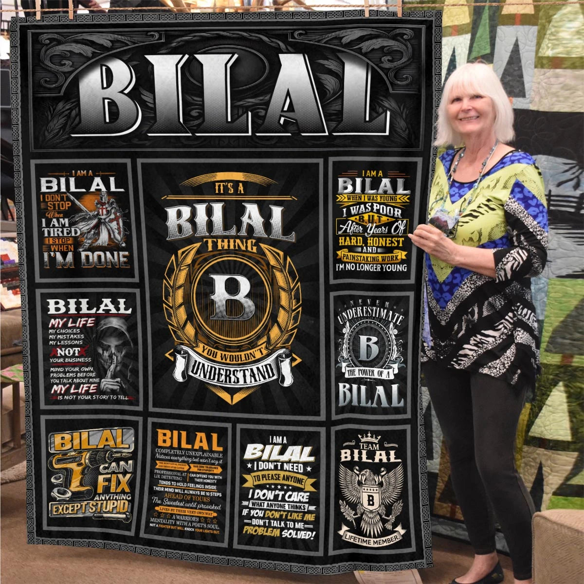 BILAL Personalized Blanket | Custom Name Cozy Throw Gift 13K4-BK2