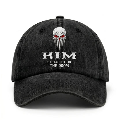 Your Name The Fear The Fate The Doom Skull Washed Cap KIM 13K1 C98PF