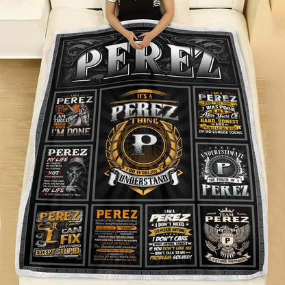 PEREZ Personalized Blanket | Custom Name Cozy Throw Gift 13K1-BK2