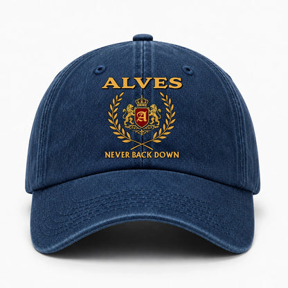 Never Back Down Royal Blue Denim Cap ALVES 13K1 C60PF
