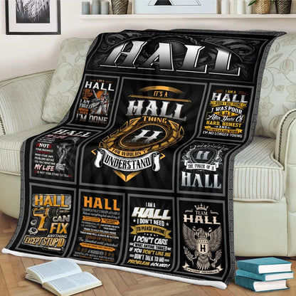 HALL Personalized Blanket | Custom Name Cozy Throw Gift 13K1-BK2