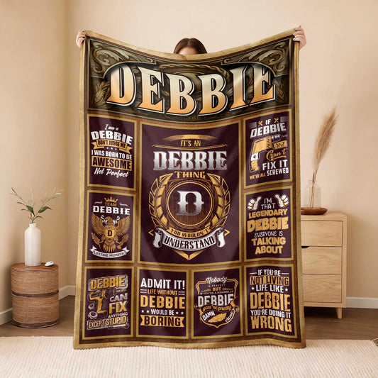 DEBBIE Personalized Blanket | Custom Name Cozy Throw Gift 13K1-BK4