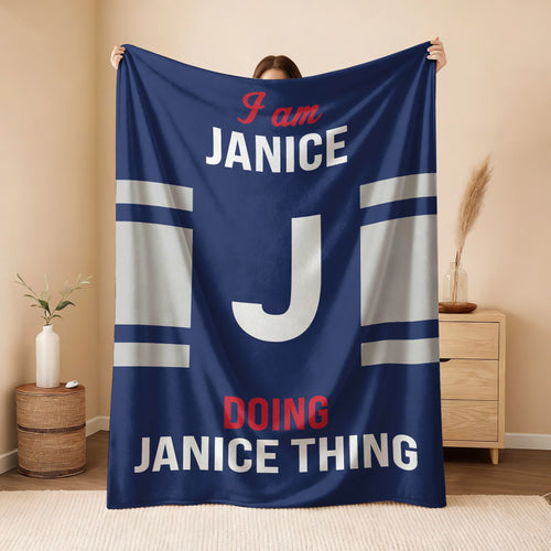 I'm Name Doing Name Things Navy Fleece Blanket JANICE 13K1 BK51