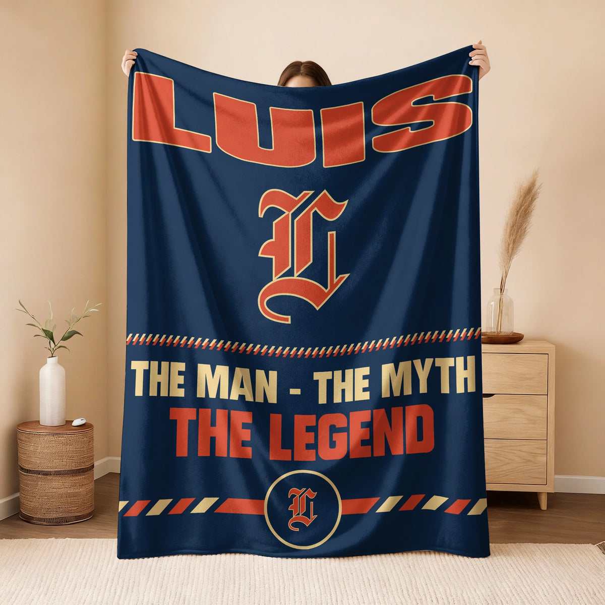 The Man The Myth The Legend Retro Fleece Blanket LUIS 13K1 BK53