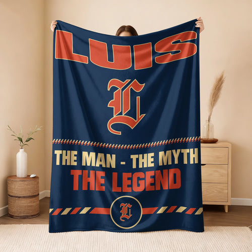 The Man The Myth The Legend Retro Fleece Blanket LUIS 13K1 BK53