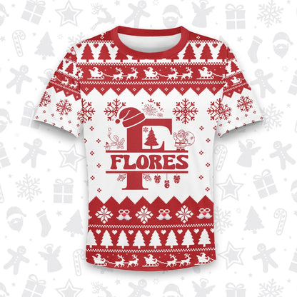 FLORES Personalized Christmas T-Shirt Pajama Set - Holiday Gift Outfit 13K1-CR2
