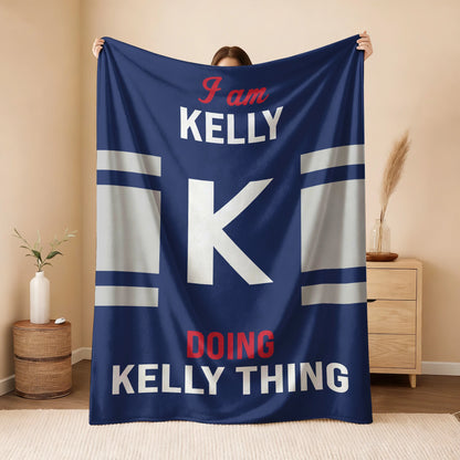 I'm Name Doing Name Things Navy Fleece Blanket KELLY 13K1 BK51
