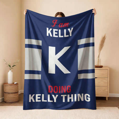 I'm Name Doing Name Things Navy Fleece Blanket KELLY 13K1 BK51