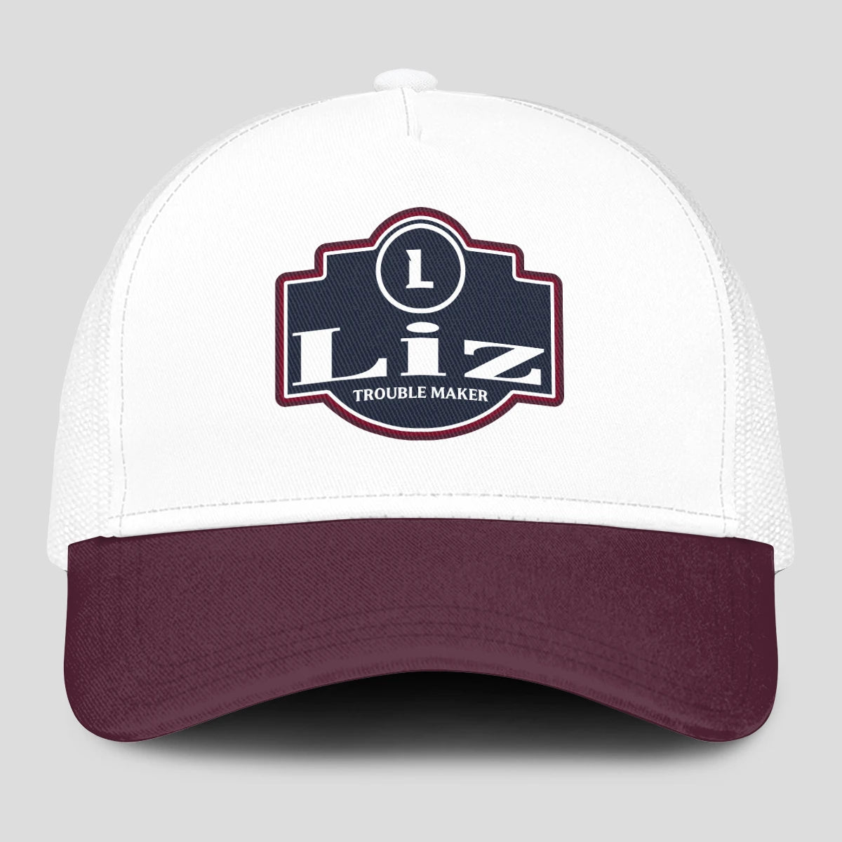 Trouble Maker Burgundy And White Funny Mesh Cap LIZ 13K1 C201PF
