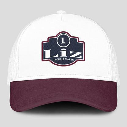 Trouble Maker Burgundy And White Funny Mesh Cap LIZ 13K1 C201PF