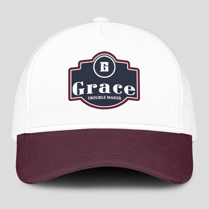 Trouble Maker Burgundy And White Funny Mesh Cap GRACE 13K1 C201PF