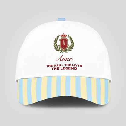 The Man The Myth The Legend Blue And Yellow Striped Beach Cap ANNE 13K1 C118PF