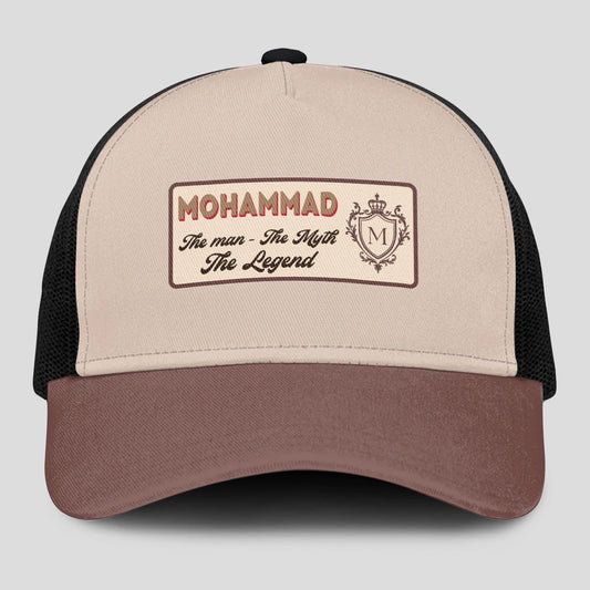 The Man The Myth The Legend Brown And Beige Mesh Cap MOHAMMAD 13K1 C213PF
