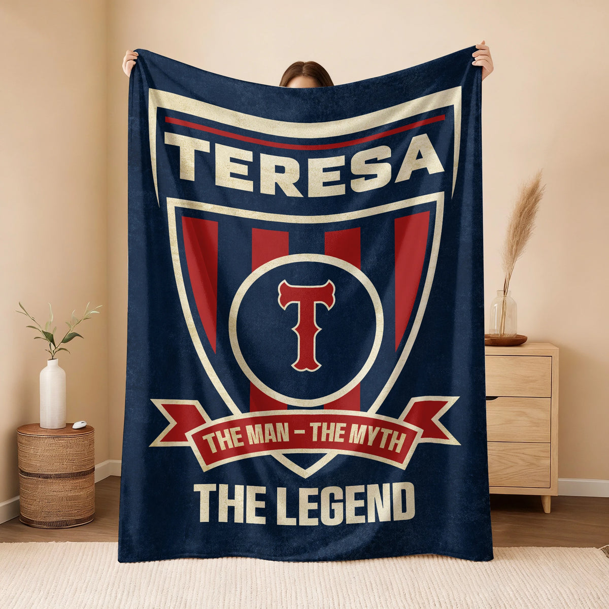 The Man The Myth The Legend Blue Burgundy Baseball Blanket TERESA 13K1 BK18