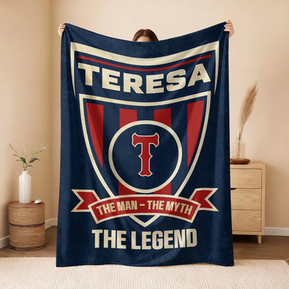 The Man The Myth The Legend Blue Burgundy Baseball Blanket TERESA 13K1 BK18