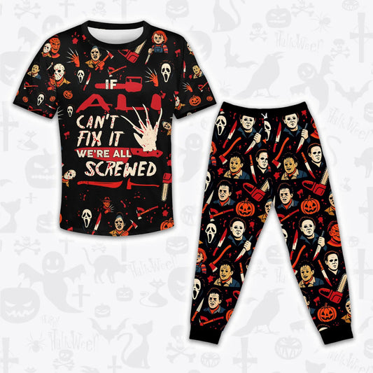 ALI Horror Halloween Pajama Set Scary T-Shirt & Pants Sleepwear Costume 13K1-HL1