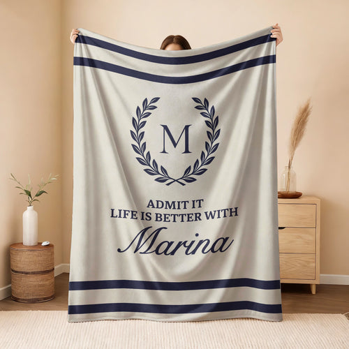 Admit It Life Is Better With Your Name Vintage Fleece Blanket MARINA 13K1 BK40