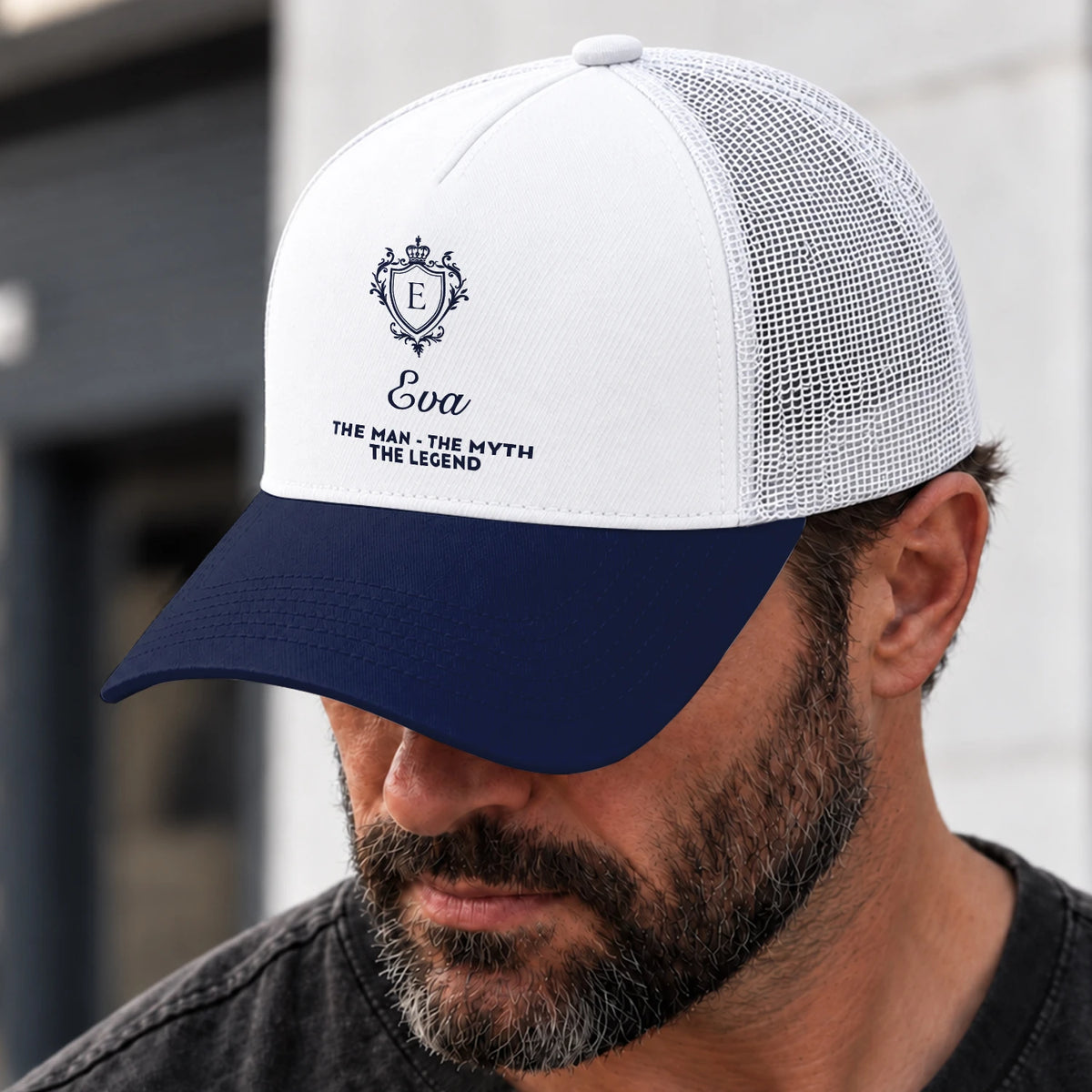 The Man The Myth The Legend Blue And White Baseball Mesh Cap EVA 13K1 C186PF