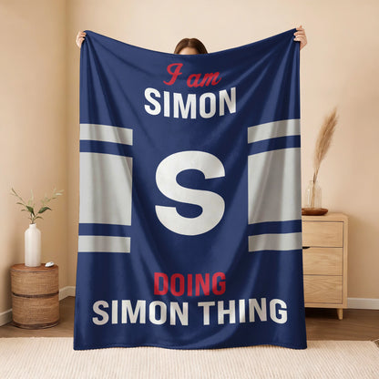 I'm Name Doing Name Things Navy Fleece Blanket SIMON 13K1 BK51