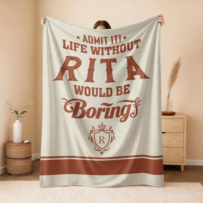 Life Without Your Name Would Be Boring Cream Terracotta Blanket RITA 13K1 BK24