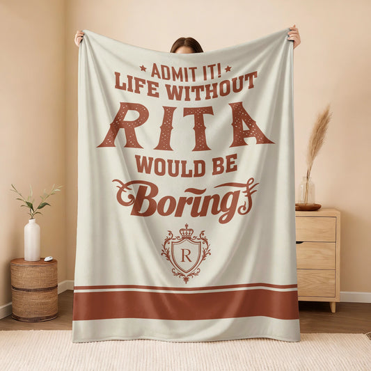 Life Without Your Name Would Be Boring Cream Terracotta Blanket RITA 13K1 BK24