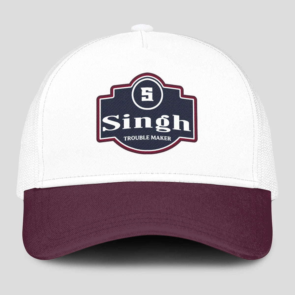 Trouble Maker Burgundy And White Funny Mesh Cap SINGH 13K1 C201PF