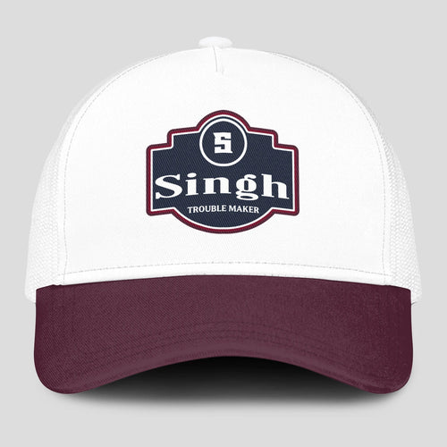 Trouble Maker Burgundy And White Funny Mesh Cap SINGH 13K1 C201PF