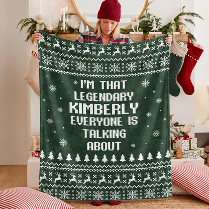 Legendary Your Name Funny Green Christmas Fleece Blanket KIMBERLY 13K1 BK43