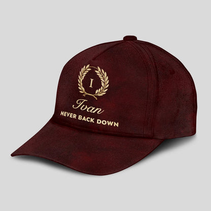 Never Back Down Golden Olive Burgundy Cap IVAN 13K1 C177PF