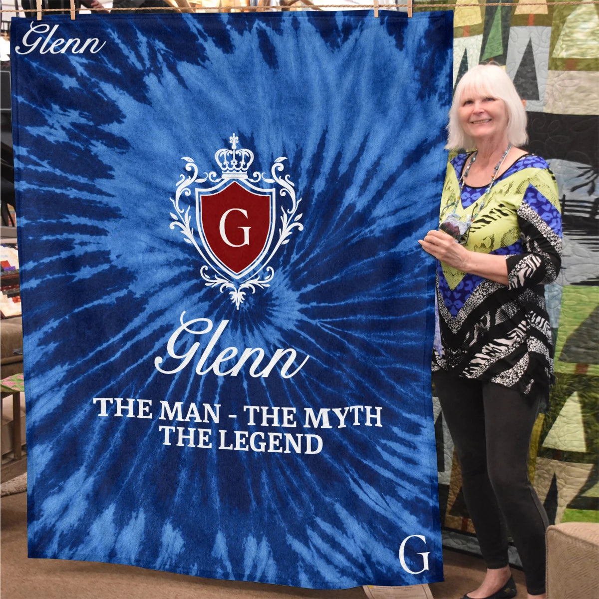 The Man The Myth The Legend Blue Waves Fleece Blanket GLENN 13K1 BK11