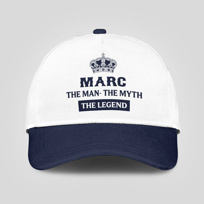 The Man The Myth The Legend King Crown Blue And White Cap MARC 13K1 C147PF
