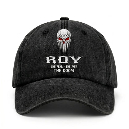 Your Name The Fear The Fate The Doom Skull Washed Cap ROY 13K1 C98PF