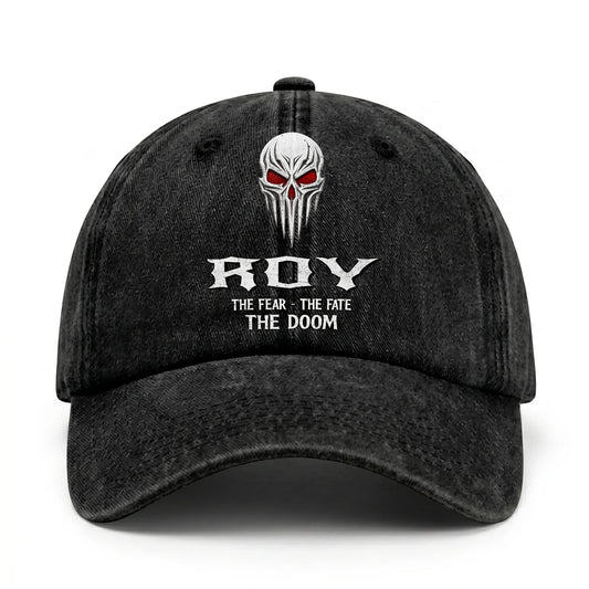 Your Name The Fear The Fate The Doom Skull Washed Cap ROY 13K1 C98PF
