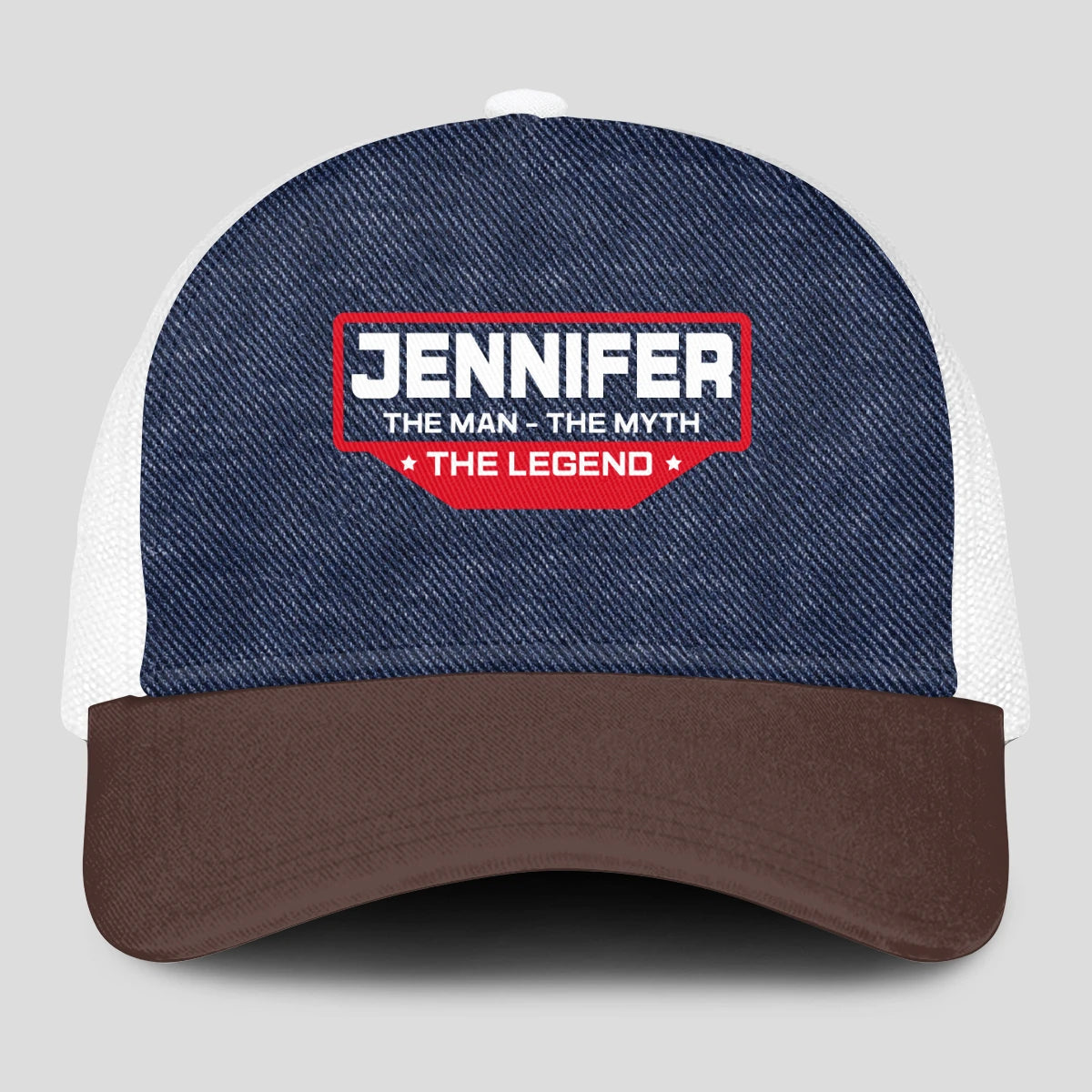 The Man The Myth The Legend Navy Brown And White Mesh Cap JENNIFER 13K1 C200PF