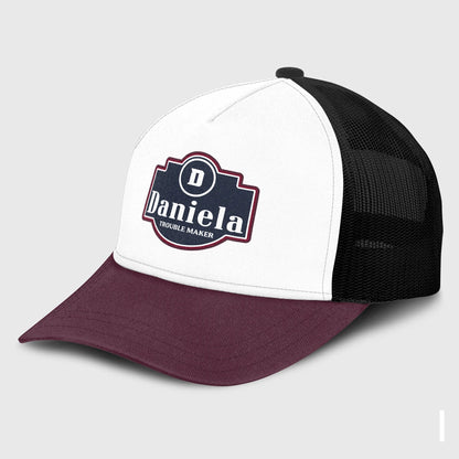 Trouble Maker Burgundy And White Funny Mesh Cap DANIELA 13K1 C201PF