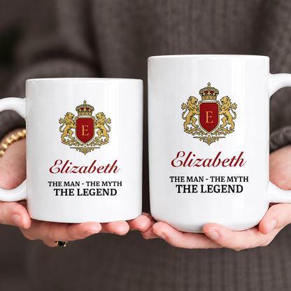 The Man The Myth The Legend Gold Royal Logo Mug ELIZABETH 13K1 MG03