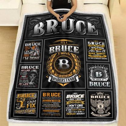 BRUCE Personalized Blanket | Custom Name Cozy Throw Gift 13K1-BK2